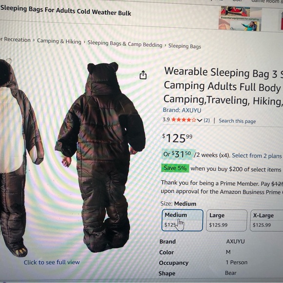 🆕Bear Wearable full body sleeping bag - Medium - Picture 8 of 8